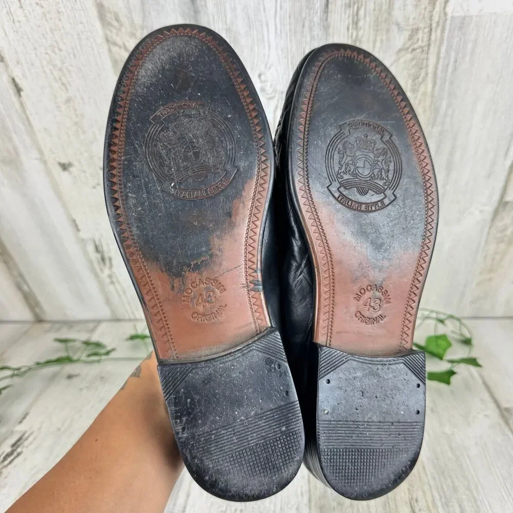 Men's Italian Casual Loafer Slip On woven with tassel size 43